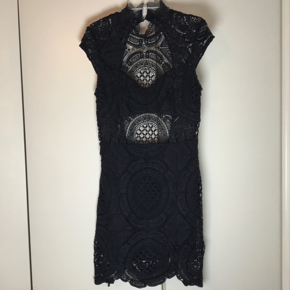 Bebe Black Crochet Midi Dress